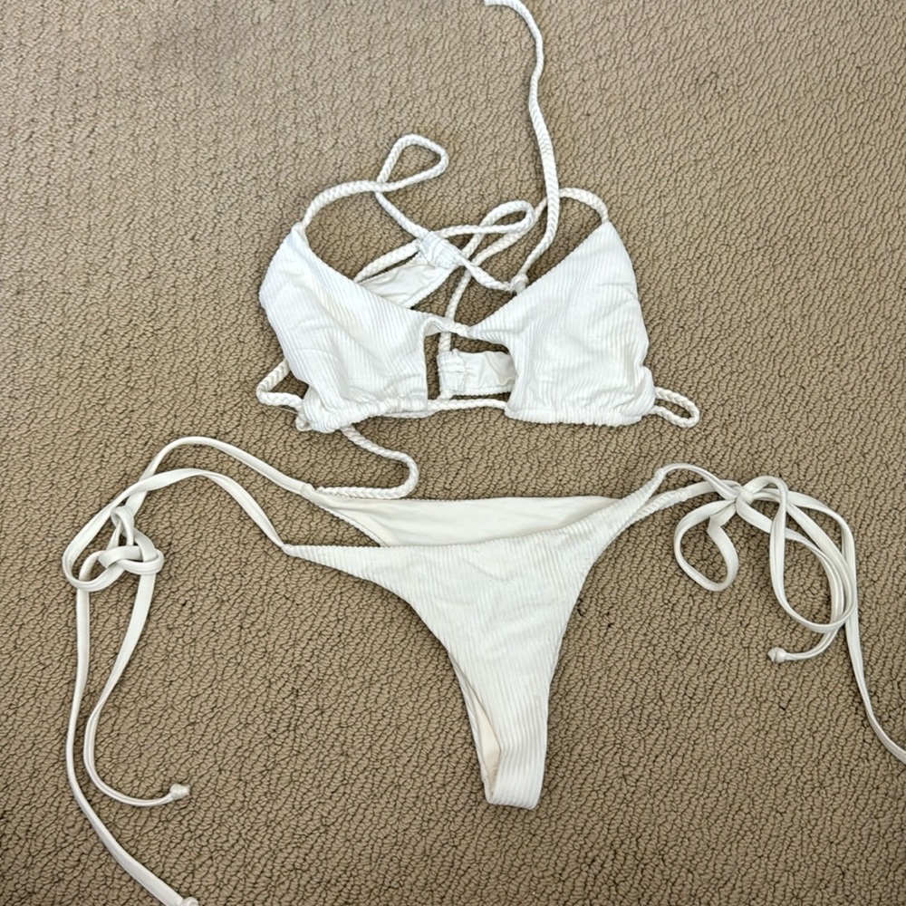 Frankie’s Bikini white criss cross back bikini!